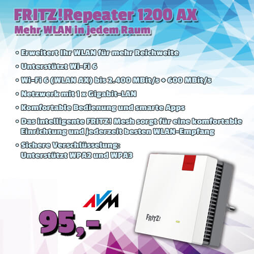 AVM Fritz Repeater 1200 AX um 95 €