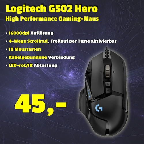 Logitech G502 Hero um 45 €