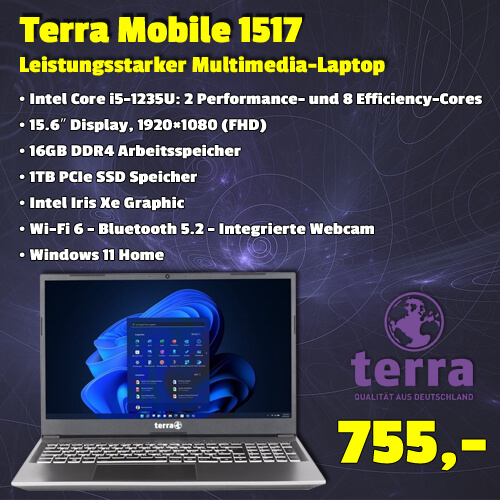 Terra Mobile 1517 Notebook um 755 €