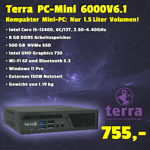 Terra PC-Mini 6000V6.1 Silent Greenline um 755 €